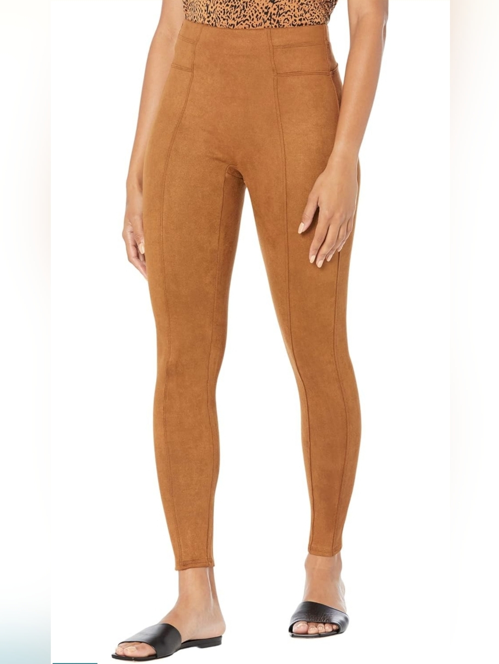 SPANX Faux Suede Leggings in Camel Brown